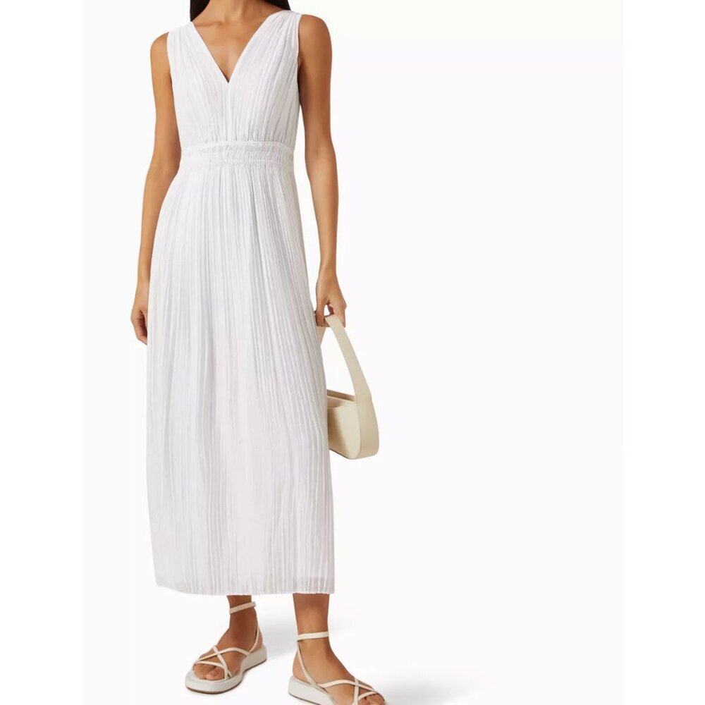 Vince Pleated Double V-Neck Dress - Picture 9 of 10